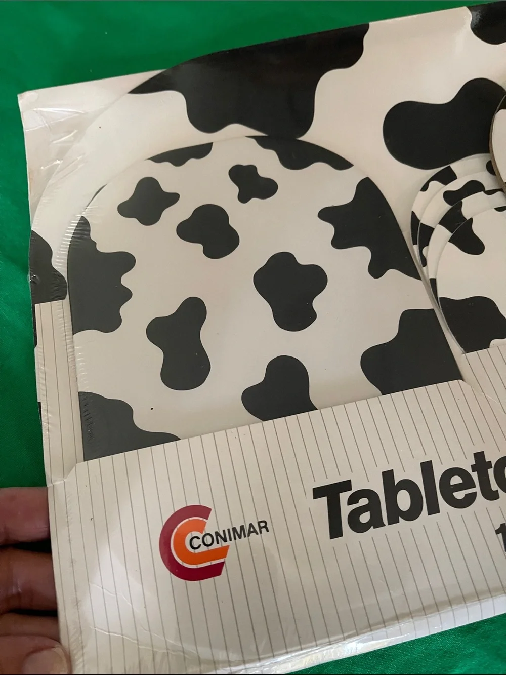 Tabletop Coordinates 10-Piece Cow Print Dining Set in Black & White